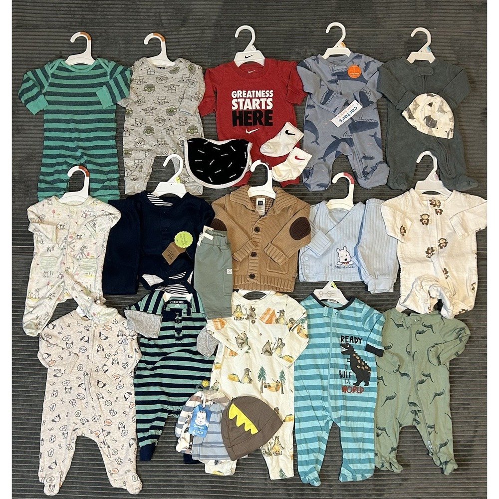 Winter Huge Lot Baby Boys Clothes 0 3 M Months Newborn NEW &EC NIKE Carters Gap